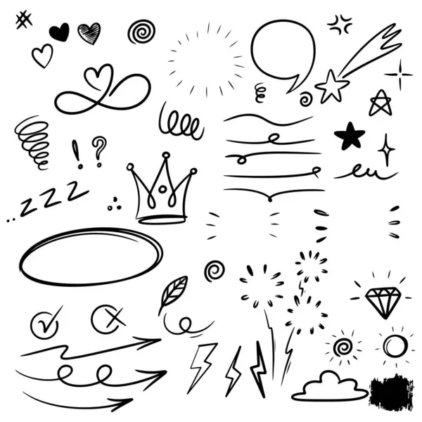 Set Dessiné Main Éléments Doodle Pour Conception Concept Isolé Sur — Image vectorielle