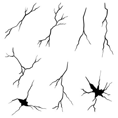 Beyaz arka planda izole edilmiş el çizilmiş çatlaklar. vektör illüstrasyonu.