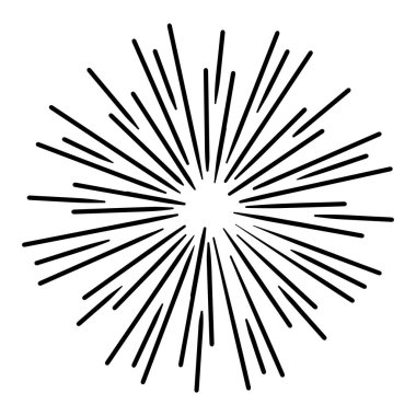 Yıldız patlaması, güneş patlaması el çizimi. Havai fişek tasarımı Black Ray 'ler. Çizgi roman patlama etkisi. Radyasyon yayıyor..