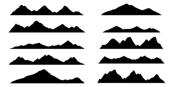 白色背景上的一组山脉轮廓 矢量说明 — 图库矢量图片