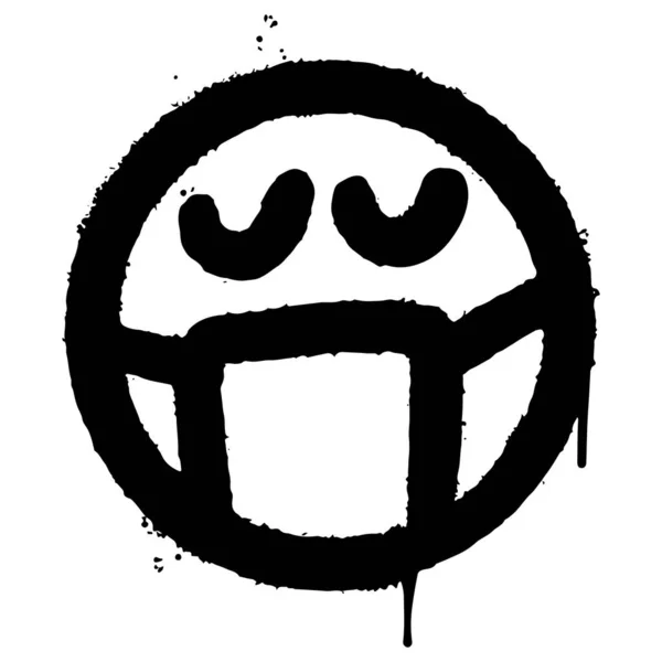 Graffiti Emoji Con Maschera Bocca Faccina Emoticon Spruzzato Isolato Sfondo — Vettoriale Stock