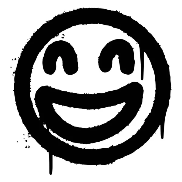 Graffiti Usmívající Tvář Emotikon Postříkal Izolované Bílém Pozadí Vektorová Ilustrace — Stockový vektor