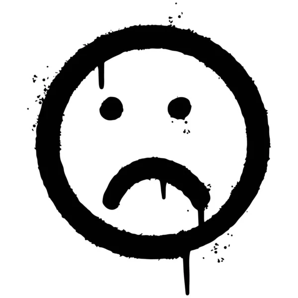 Graffiti Emoticon Triste Emoji Smiley Pulverizado Aislado Sobre Fondo Blanco — Vector de stock