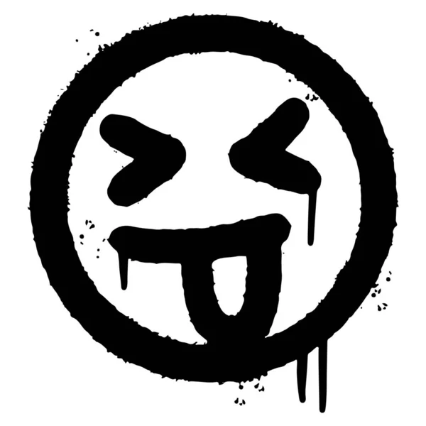 Graffiti Assustador Emoticon Rosto Doente Pulverizado Isolado Sobre Fundo Branco — Vetor de Stock