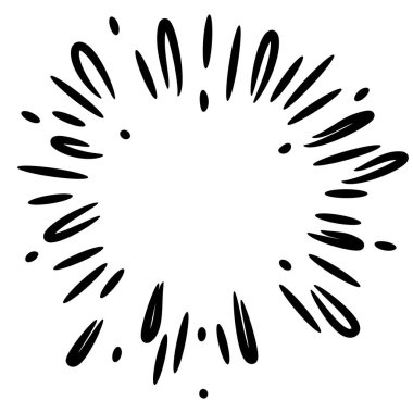 Yıldız patlaması, güneş patlaması el çizimi. Havai fişek tasarımı Black Ray 'ler. Çizgi roman patlama etkisi. Radyasyon yayıyor..