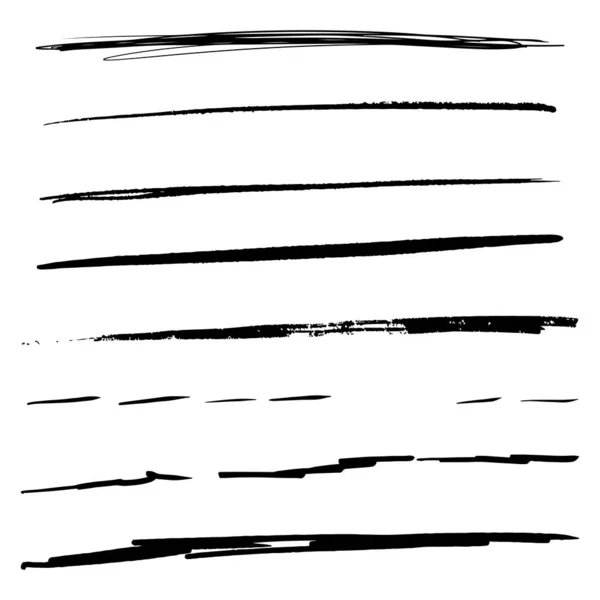 Pennelli Grunge Disegnati Mano Set Pennelli Artistici Isolati Sfondo Bianco — Vettoriale Stock