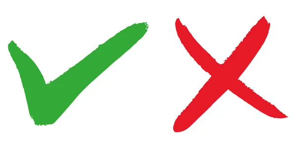 Rossz Ikon Kézzel Rajzolt Zöld Jelölés Vörös Kereszt Elszigetelt Fehér — Stock Vector
