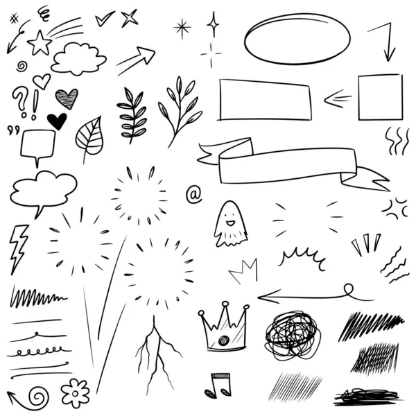 Conjunto Desenhado Mão Elementos Doodle Para Design Conceito Isolado Fundo — Vetor de Stock