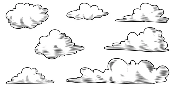 Doodle Conjunto Nuvens Desenhadas Mão Isolado Para Design Conceito Ilustração —  Vetores de Stock