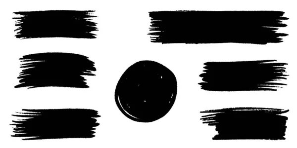 ベクターブラシハンド描画グラフィック要素のコレクション 白い背景に孤立したベクトルブラシストロークのセット ベクターイラスト — ストックベクタ