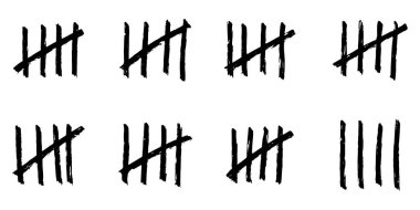 Karalama Sayı Barı. Issız bir adanın ya da hapishanenin duvarlarındaki kesik günleri sayın. vektör illüstrasyonu.