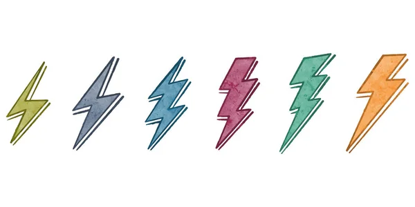 Watercolor Hand Drawn Electric Lightning Bolt Symbol Thunder Symbol Doodle — ストックベクタ