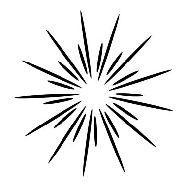 Yıldız patlaması, güneş patlaması el çizimi. Havai fişek tasarımı Black Ray 'ler. Çizgi roman patlama etkisi. Radyasyon yayıyor.