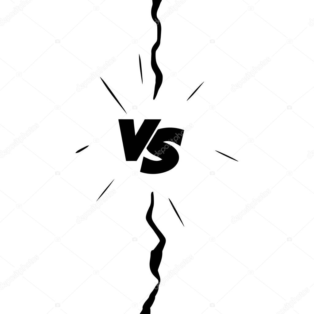 Versus Or VS Letters Logo Design in doodle style. Comic fighting duel with lightning ray border. vector illustration.