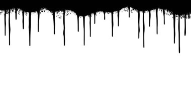 Grafiti spreyi boyalı çizgiler ve beyaz arka planda izole edilmiş grunge noktalar. Siyah mürekkep sıçrama çizgileri ve duvar vektörü çizimine damlalar.