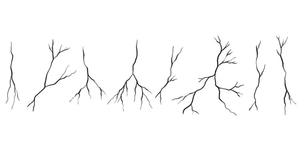 Juego Grietas Dibujadas Mano Aisladas Sobre Fondo Blanco Ilustración Vectorial — Archivo Imágenes Vectoriales