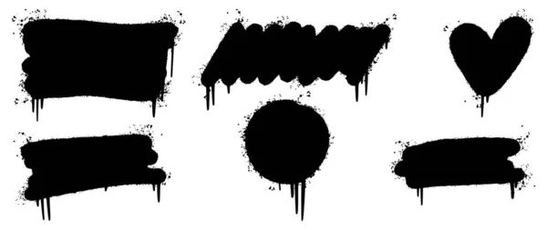 Uppsättning Graffiti Spray Målade Linjer Och Grunge Prickar Isolerad Vit — Stock vektor