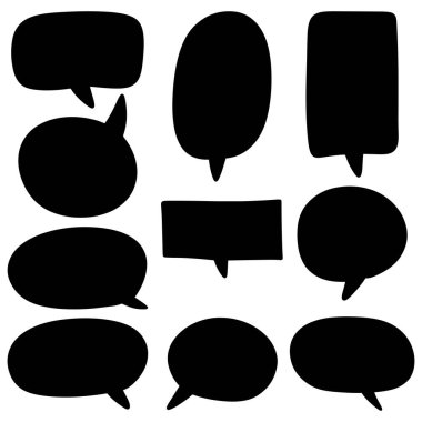 El yapımı konuşma baloncukları izole edildi. Doodle kümesi elemanı. Vektör illüstrasyonu.