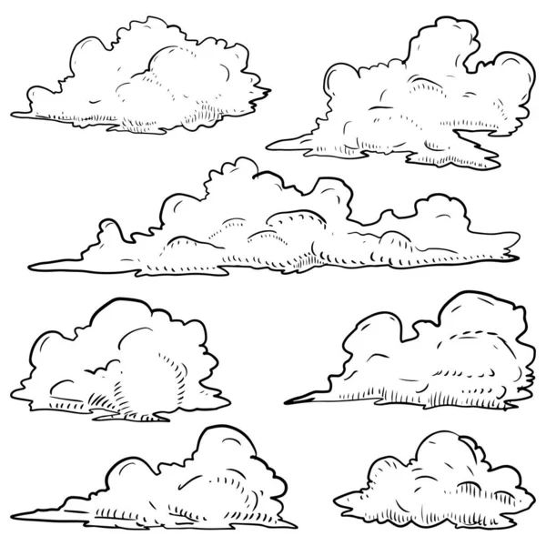 Doodle Zestaw Ręcznie Rysowane Chmury Izolowane Dla Projektu Koncepcyjnego Ilustracja — Wektor stockowy