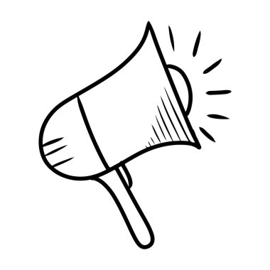 El çizimi vektör karalama megafonu çizimi beyaz arkaplanda izole edildi.