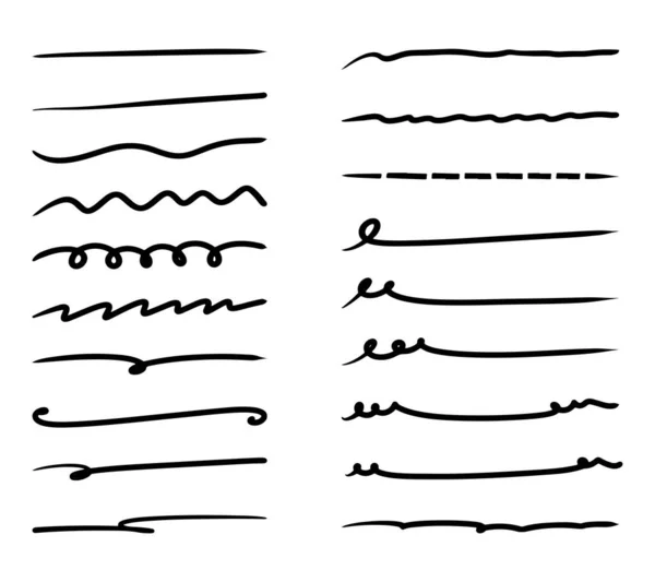 Руки Намальовані Елементи Підсвічування Чорні Маркерні Штрихи Ізольовані Білому Тлі — стоковий вектор