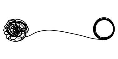 Kafa karışıklığı berraklığı ya da yol vektör fikri. Kompleksi basitleştiriyorum. Doodle vektör illüstrasyonu .