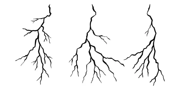 Набор Нарисованных Вручную Трещин Изолирован Белом Фоне Векторная Иллюстрация — стоковый вектор