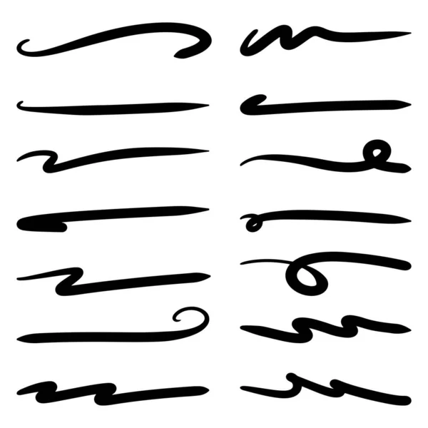 Руки Намальовані Елементи Підсвічування Чорні Маркерні Штрихи Ізольовані Білому Тлі — стоковий вектор