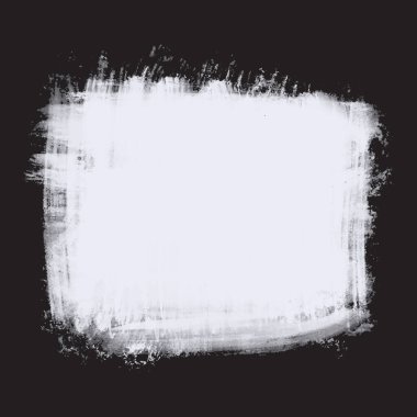 Siyah arka planda beyaz yağ akrilik boya. Satılık pankart ve kartvizit için beyaz sanat fırçası boya dokusu. vektör çizici.