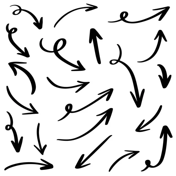 白色背景上手工绘制的矢量箭头的集合 设计元素矢量图解 — 图库矢量图片