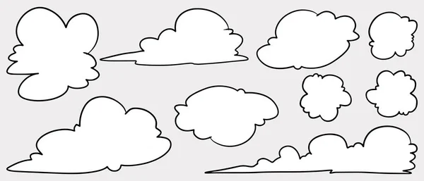 Doodle Estilo Boceto Dibujado Mano Nubes Ilustración Vectorial Dibujos Animados — Archivo Imágenes Vectoriales