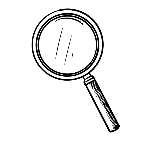 Gaya Sketsa Doodle Dari Gambar Hand Magnifying Glass Vector Ilustrasi - Stok Vektor