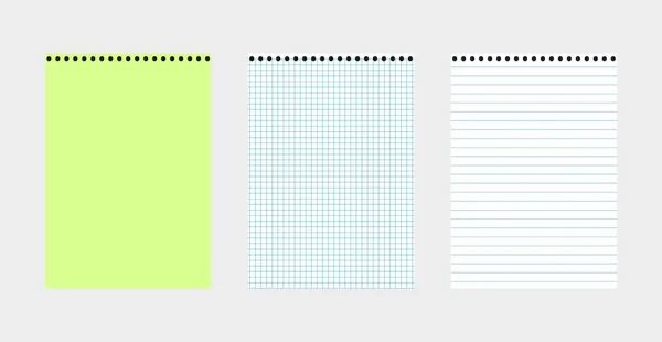 绿色笔记本封面 白纸在一个单元格和一行 — 图库矢量图片