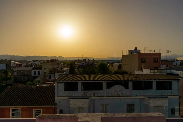 Nice Sunset Clear Sky Small Town Las Alquerias Spain — 图库照片