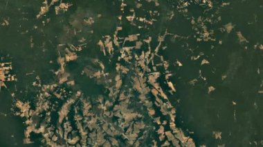 Teles Pires Nehri boyunca 1984 ve 2020 yılları arasındaki uydudan hızlandırılmış altyapının üst görüntüsü. Veri: NASA.