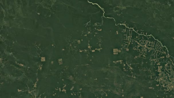Panoramatický Pohled Infrastrukturu Časových Prodlev Podél Řeky Teles Pires Satelitu — Stock video