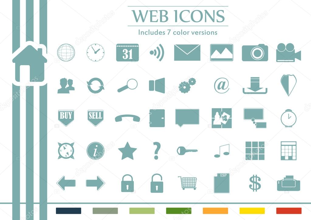 Web icons - Includes 7 color versions
