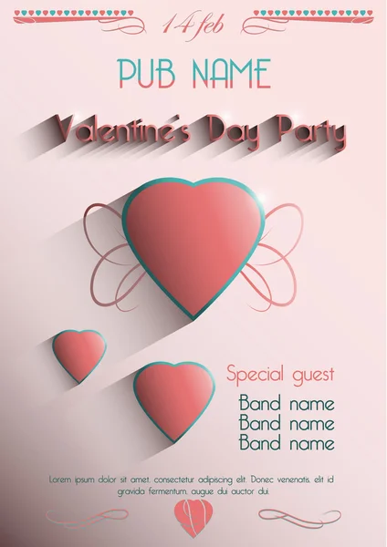 Valentine's Day Party 14 feb. Poster — ストック写真