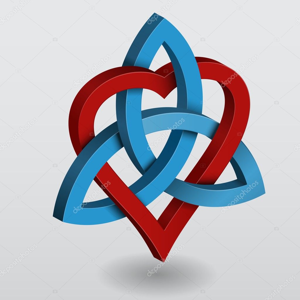 Abstract illustration of a celtic triquetra knot with heart