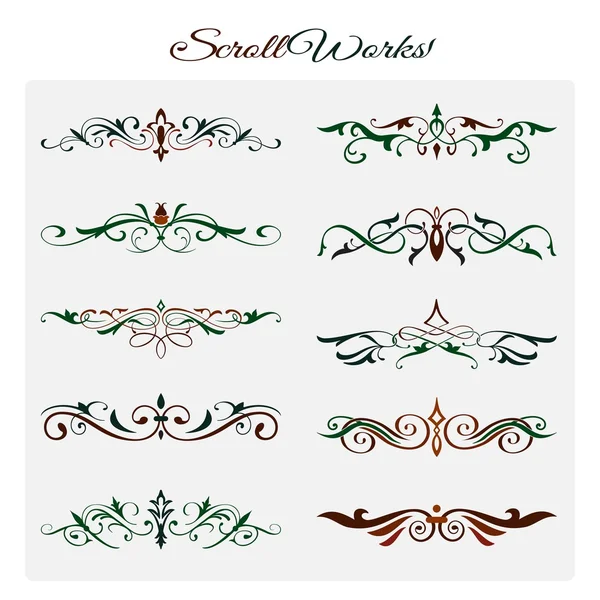 Scroll works Design, Ornamental decorative Elements — Stock Vector