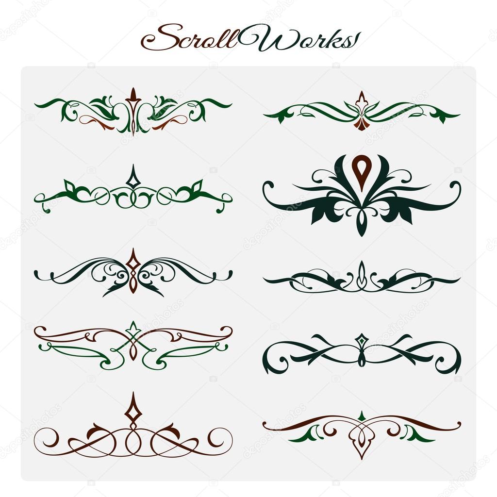 Scroll works Design, Ornamental decorative Elements