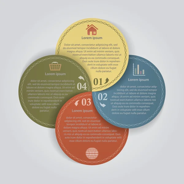 Business Cercles de papiers couleur avec 4 options — Image vectorielle