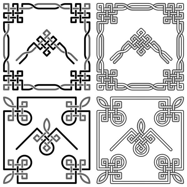 Collection of Celtic corner patterns — Stock Vector