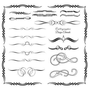 Collection of arabesque and calligraphic decorative elements 4 clipart