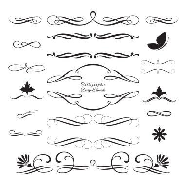 Collection of arabesque and calligraphic decorative elements 3 clipart