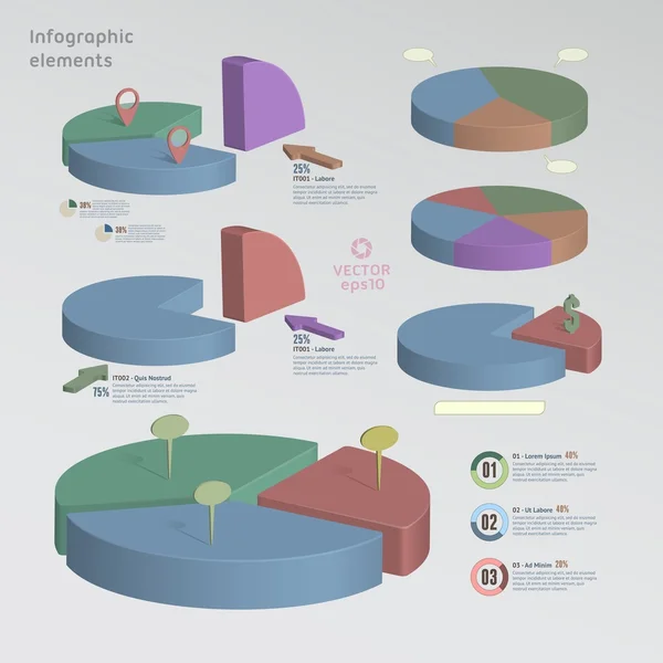 Couleur éléments infographiques 3D — Image vectorielle