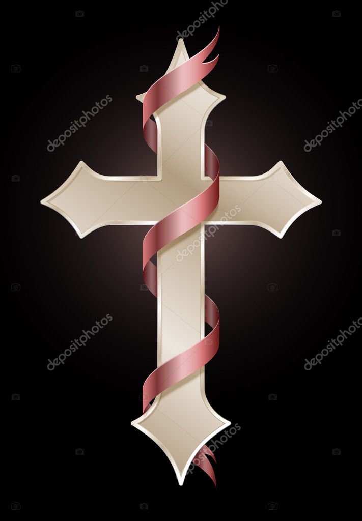 Easter Cross with Red Ribbon Stock Vector by ©infografx 41937161