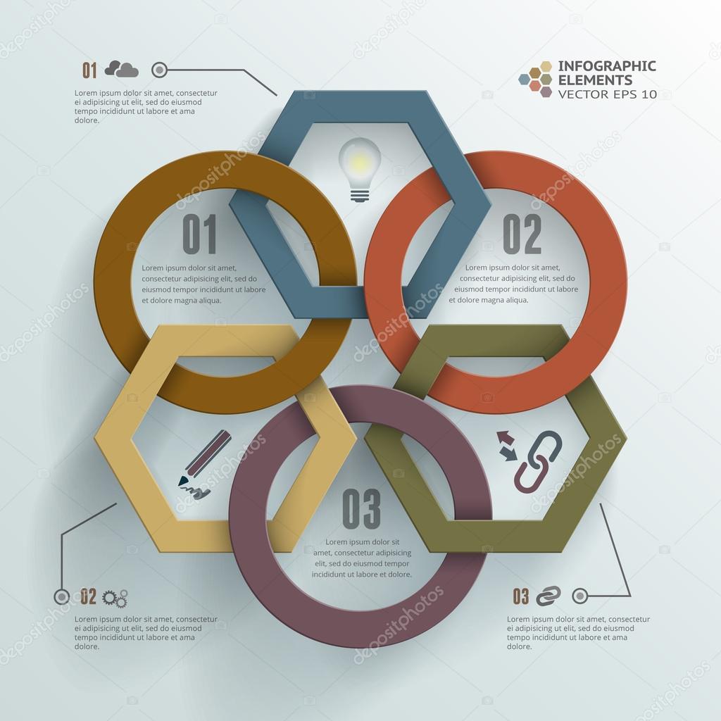 Linked Circles and Polygons Infographic Background