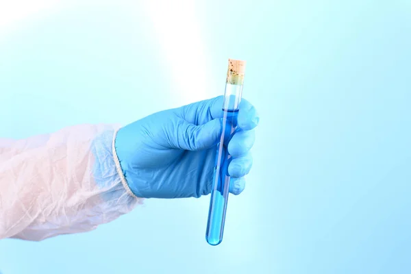 Chemical Laboratory Preparation Form Blue Liquid Test Tube — Foto Stock