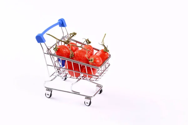Tomates Enrugados Não Frescos Carrinho Compras — Fotografia de Stock